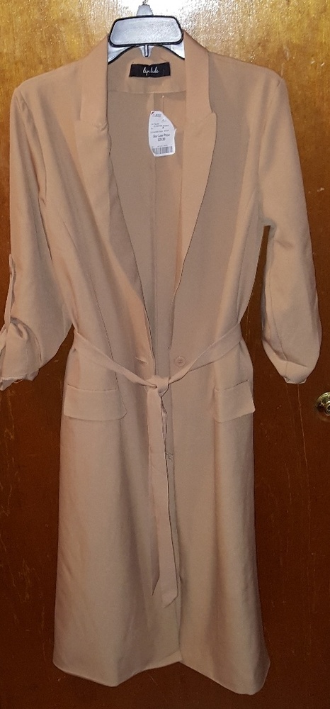 Long Tan Blazer with tie belt